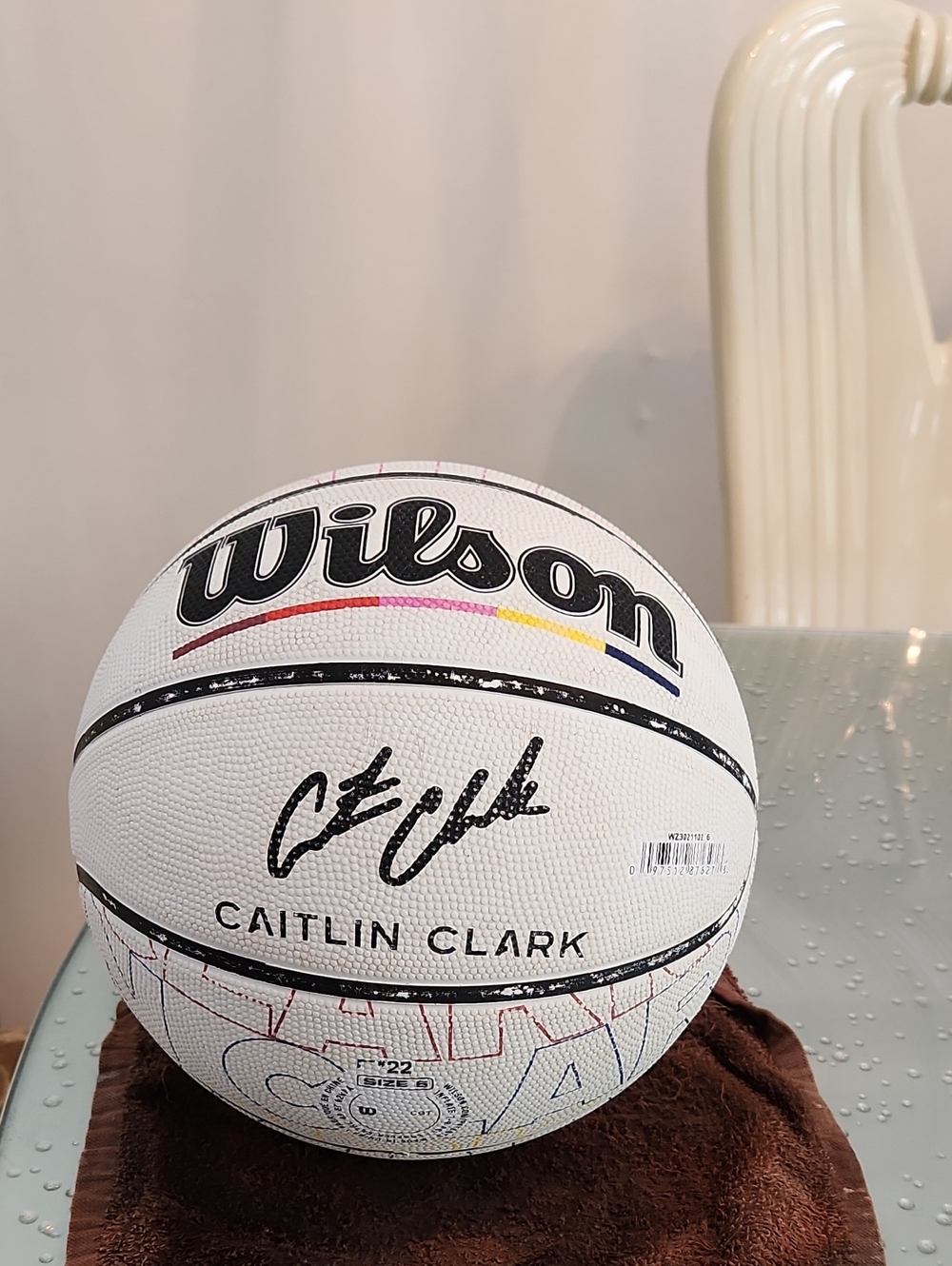 Wilson White Caitlin Clark Autograph Basketball with Accent Colors